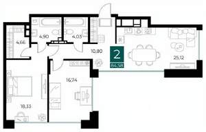 2-к квартира, вторичка, 85м2, 3/14 этаж