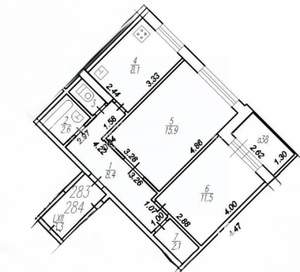 2-к квартира, вторичка, 51м2, 1/9 этаж