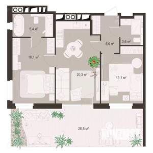 2-к квартира, вторичка, 93м2, 1/9 этаж