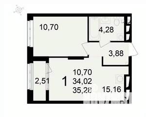 1-к квартира, вторичка, 35м2, 13/24 этаж
