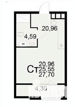 1-к квартира, вторичка, 28м2, 16/22 этаж