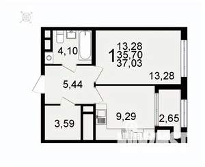 1-к квартира, вторичка, 37м2, 23/26 этаж