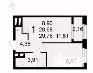 1-к квартира, вторичка, 30м2, 16/24 этаж