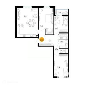 3-к квартира, вторичка, 99м2, 3/26 этаж