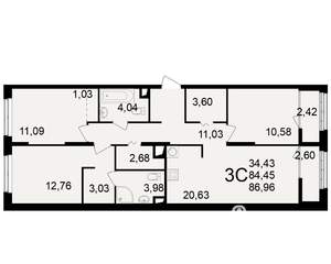 3-к квартира, вторичка, 84м2, 11/25 этаж