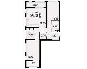 2-к квартира, вторичка, 74м2, 8/25 этаж