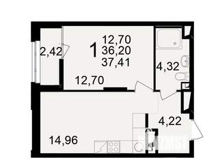 1-к квартира, вторичка, 36м2, 12/25 этаж