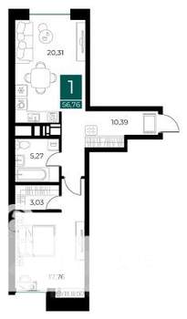 1-к квартира, вторичка, 57м2, 5/13 этаж