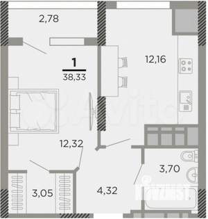 1-к квартира, вторичка, 38м2, 7/14 этаж