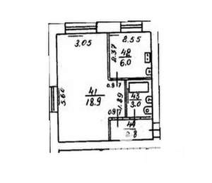 1-к квартира, вторичка, 31м2, 1/4 этаж