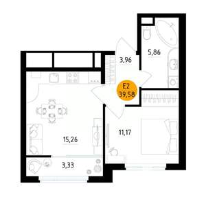 1-к квартира, вторичка, 40м2, 12/25 этаж