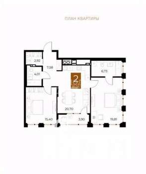 2-к квартира, вторичка, 81м2, 3/8 этаж