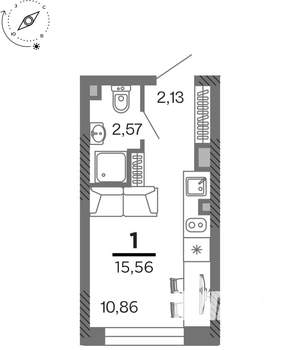 1-к квартира, вторичка, 16м2, 11/25 этаж