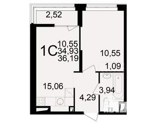 1-к квартира, вторичка, 35м2, 7/25 этаж