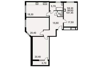 3-к квартира, вторичка, 100м2, 2/17 этаж