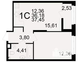 1-к квартира, вторичка, 36м2, 2/25 этаж
