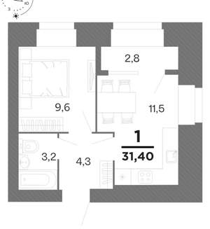 1-к квартира, вторичка, 30м2, 6/16 этаж