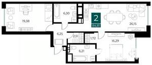 2-к квартира, вторичка, 85м2, 3/13 этаж