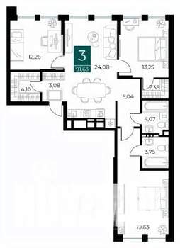 3-к квартира, вторичка, 92м2, 10/14 этаж