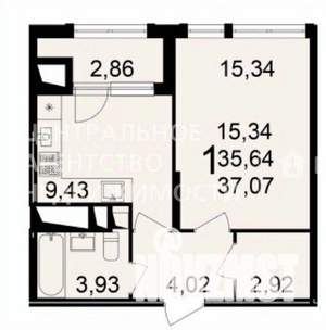 1-к квартира, вторичка, 35м2, 25/25 этаж