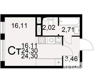 1-к квартира, вторичка, 24м2, 6/25 этаж