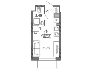 Студия квартира, вторичка, 16м2, 9/25 этаж