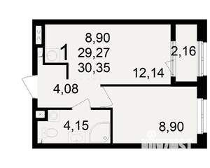 1-к квартира, вторичка, 29м2, 4/23 этаж