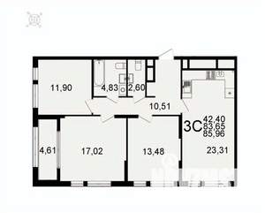 3-к квартира, вторичка, 86м2, 6/26 этаж