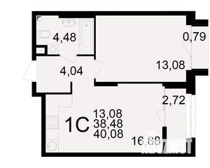 1-к квартира, вторичка, 38м2, 10/25 этаж