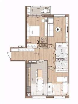 3-к квартира, вторичка, 84м2, 6/17 этаж