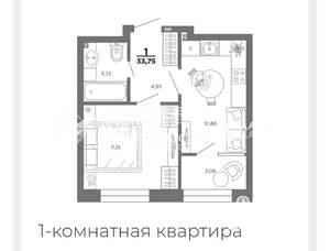 1-к квартира, сданный дом, 34м2, 9/27 этаж