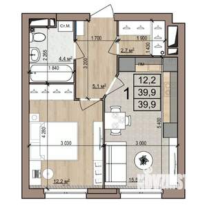 1-к квартира, строящийся дом, 40м2, 14/25 этаж