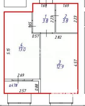 1-к квартира, вторичка, 34м2, 1/16 этаж