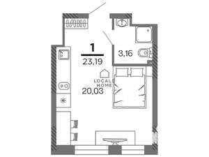 Студия квартира, вторичка, 23м2, 16/25 этаж
