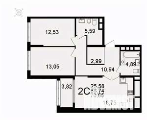 2-к квартира, вторичка, 71м2, 21/26 этаж