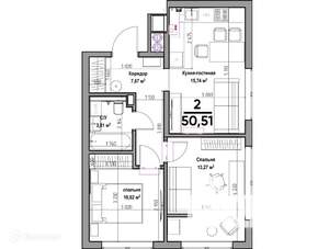 2-к квартира, вторичка, 51м2, 2/11 этаж