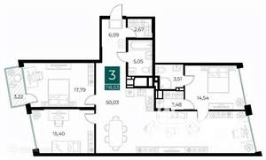 3-к квартира, вторичка, 119м2, 9/14 этаж