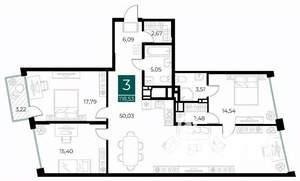 3-к квартира, вторичка, 119м2, 9/13 этаж