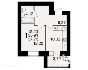 1-к квартира, вторичка, 38м2, 8/16 этаж