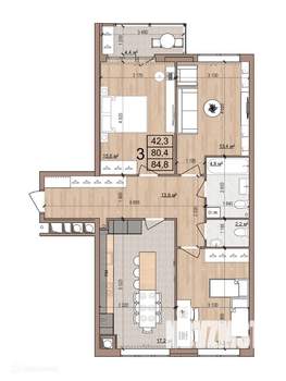 3-к квартира, вторичка, 85м2, 1/17 этаж
