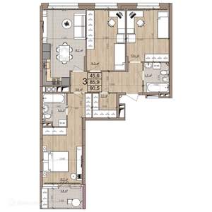 3-к квартира, вторичка, 91м2, 8/9 этаж