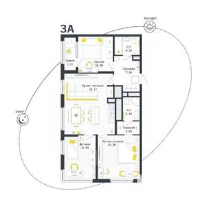 3-к квартира, вторичка, 85м2, 24/25 этаж