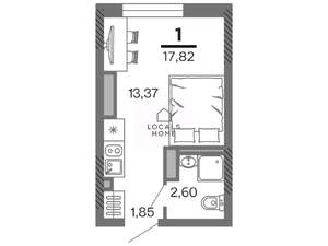 Студия квартира, вторичка, 18м2, 19/25 этаж