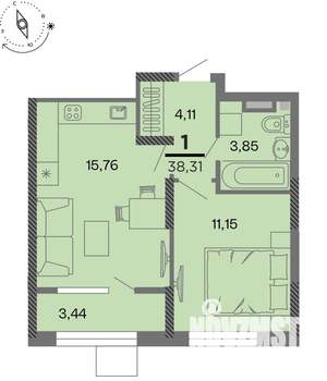 1-к квартира, вторичка, 38м2, 22/22 этаж