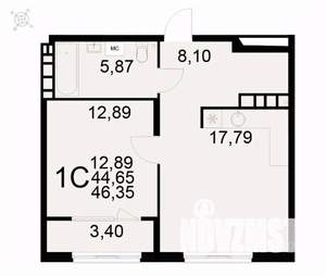 1-к квартира, вторичка, 46м2, 6/22 этаж