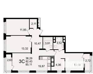 3-к квартира, вторичка, 82м2, 23/25 этаж