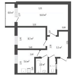 2-к квартира, вторичка, 39м2, 2/4 этаж