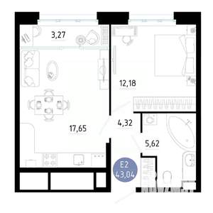 1-к квартира, вторичка, 43м2, 13/25 этаж