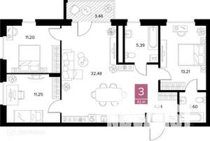 3-к квартира, вторичка, 82м2, 5/10 этаж