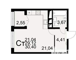 1-к квартира, вторичка, 29м2, 4/25 этаж